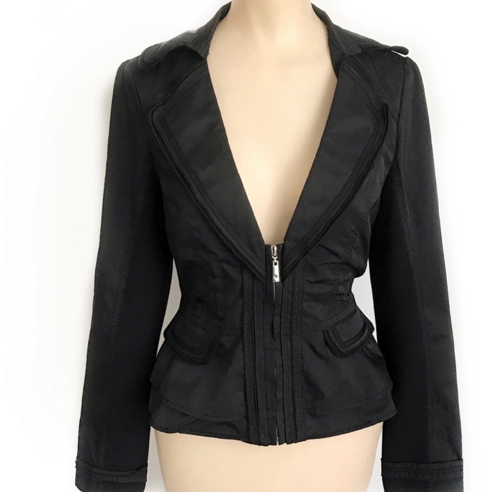 WHBM satin and knit zip jacket style top! Size 8